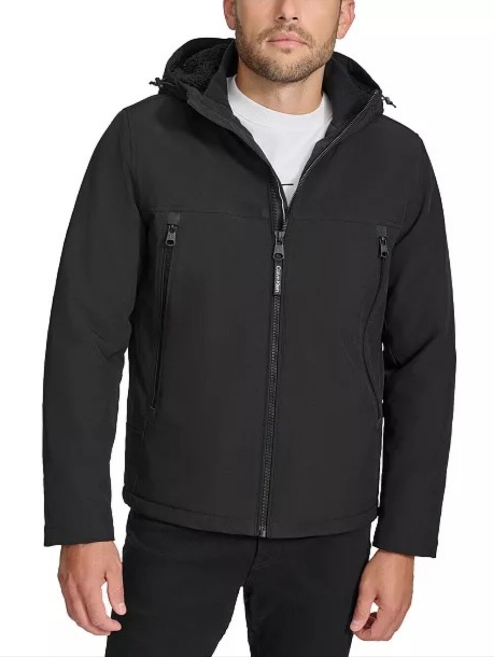 Calvin Klein Mens Sherpa Lined Infinite Stretch Soft Shell Jacket In Black Sz XL
